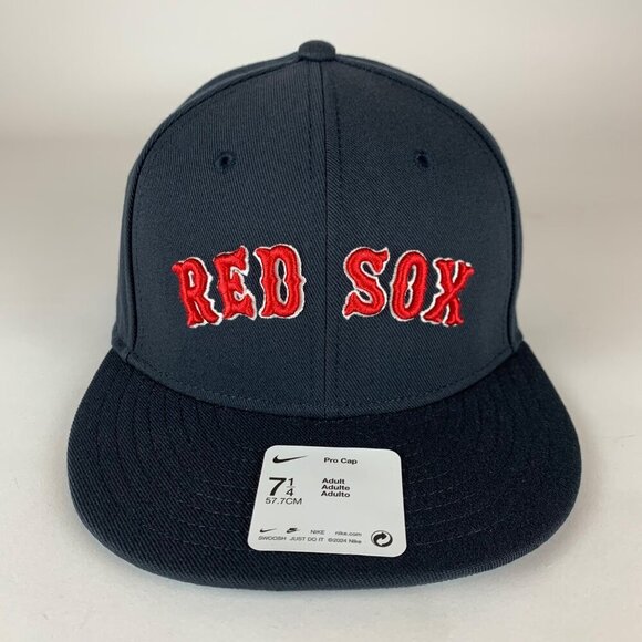 Boston Red Sox MLB Navy Blue Nike Pro Cap Fitted Hat Mens 7 1/4 New - Picture 2 of 5